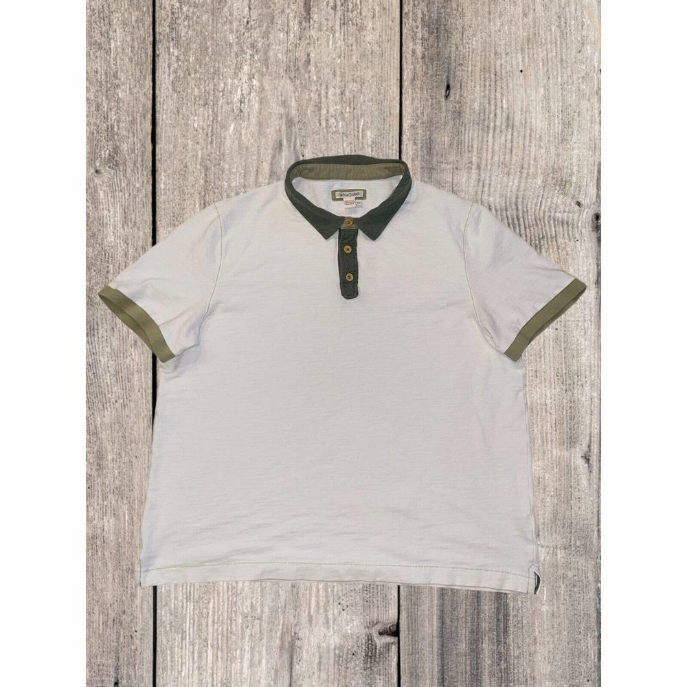 Carbon 2 Cobalt Polo Shirt Mens XL White Green Short Sleeve Golf Rugby Stretch